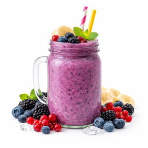 Smoothie Fructe. Afine, banane, coacăze și mure